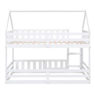 Streamdale Twin Over Twin House Bunk Bed With Fence And Door