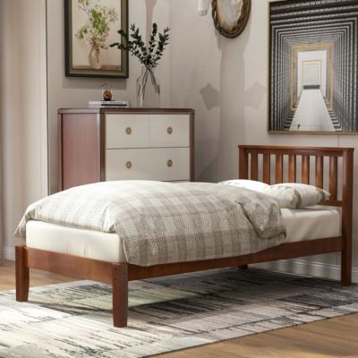Streamdale Wood Platform Bed With Headboard/Wood Slat Support, Twin