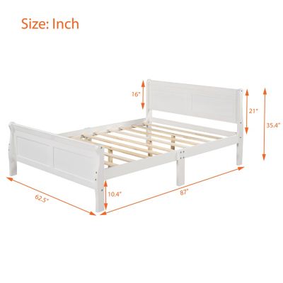 Streamdale Queen Size Wood Platform Bed With Headboard And Wooden Slat Support