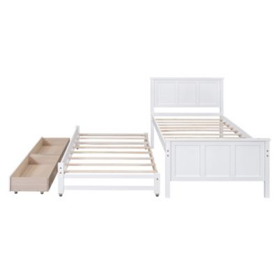 Twin Size Platform Bed With Trundle And Drawers
