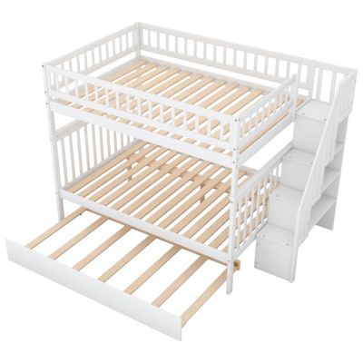 Streamdale Full Over Full Bunk Bed With Trundle And Staircase