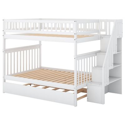 Streamdale Full Over Full Bunk Bed With Trundle And Staircase
