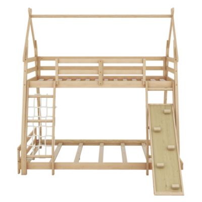Streamdale Twin Over Queen House Bunk Bed With Climbing Nets And Climbing Ramp
