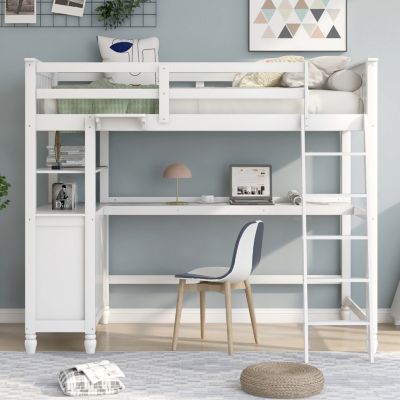 Streamdale Espresso Twin Loft Bed with Desk and Drawers