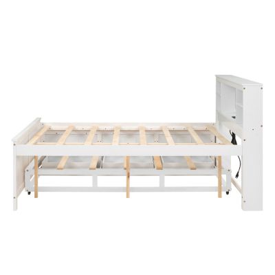 Twin Platform Bed with Storage, USB, Trundle, and Drawers