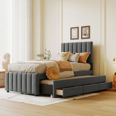Upholstered Twin Platform Bed with Storage