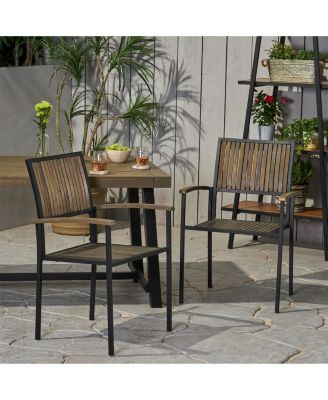 Streamdale Modern Industrial Acacia Wood Dining Chairs (Set of 2)