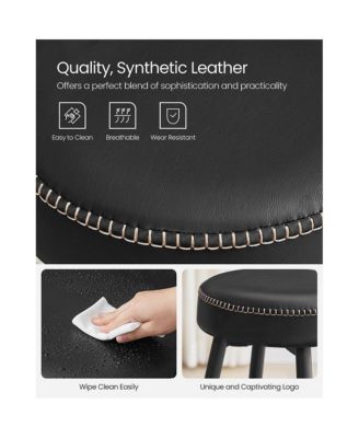 Set Of 2, Kitchen Bar Stools, Breakfast Stools, Synthetic Leather With Stitching