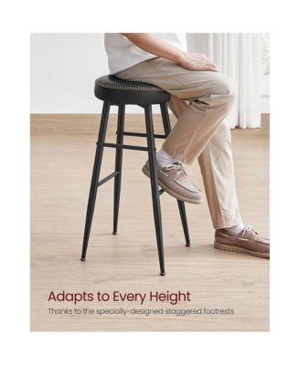 Set Of 2, Kitchen Bar Stools, Breakfast Stools, Synthetic Leather With Stitching