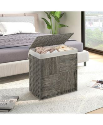 29 Gallons Laundry Hamper with Convenient Handles and Removable Liner Bag-Grey