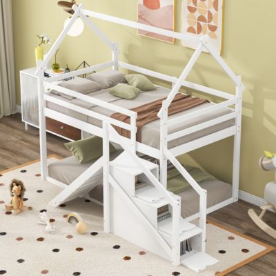 Full XL Over Queen Metal Trundle Bunk Bed - Twin
