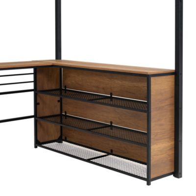Streamdale Metal Loft Bed with Shelving and L-Desk
