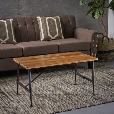Streamdale Acacia Wood Patio Coffee Table with Iron Frame