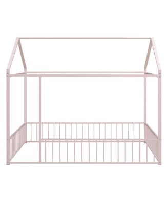 Streamdale Metal House Bed Frame with Fence for Kids