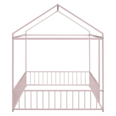 Streamdale Metal House Bed Frame with Fence for Kids