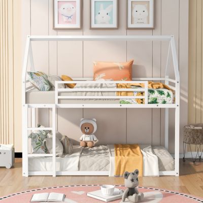 Streamdale Twin Over Twin House Bunk Bed With Built-In Ladder