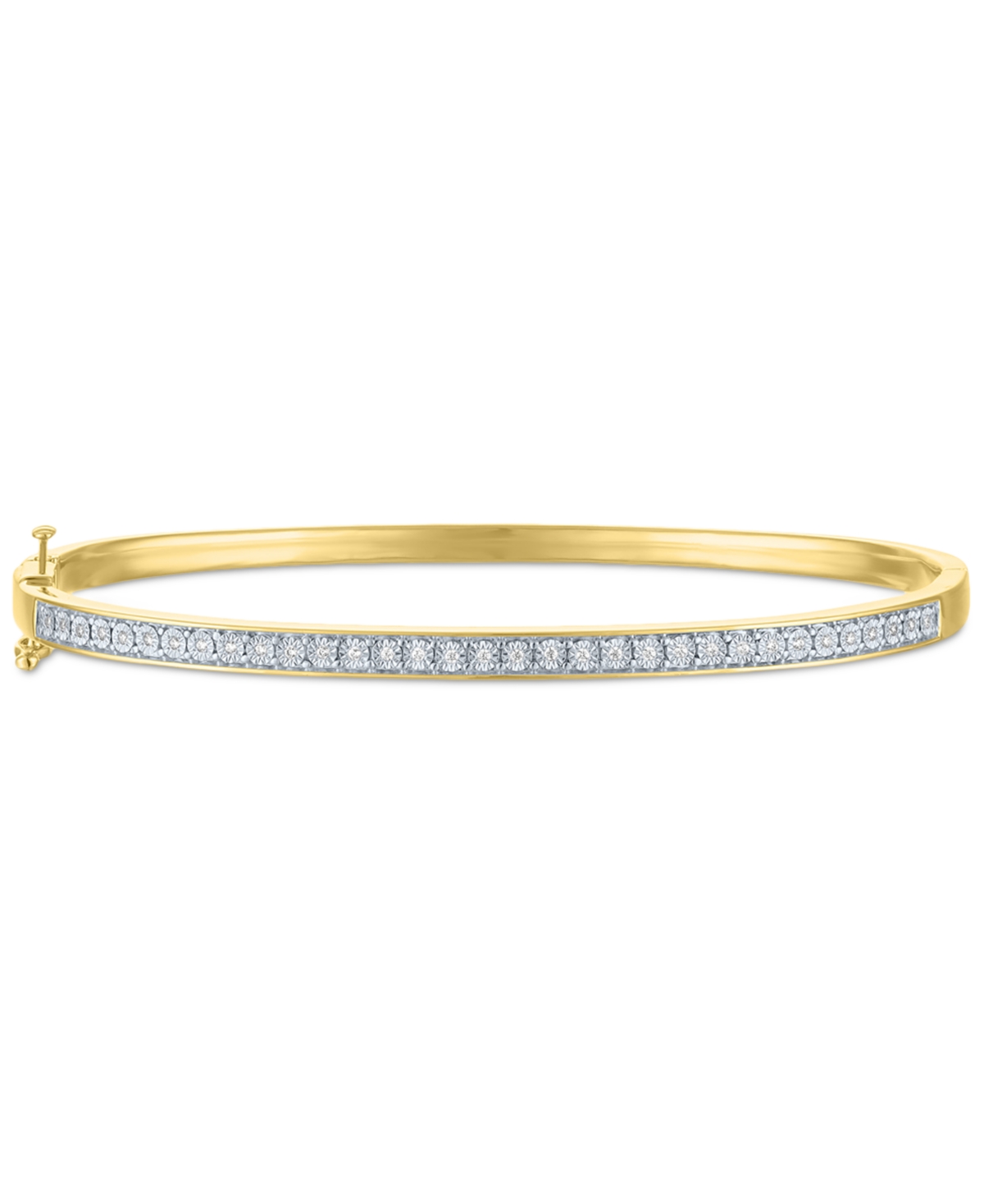 Macy's 2-pc. Set Diamond Bangle Bracelets (1/5 Ct. T.w.) In 14k Gold-plated Sterling Silver In Gold-plated Sterling Silver