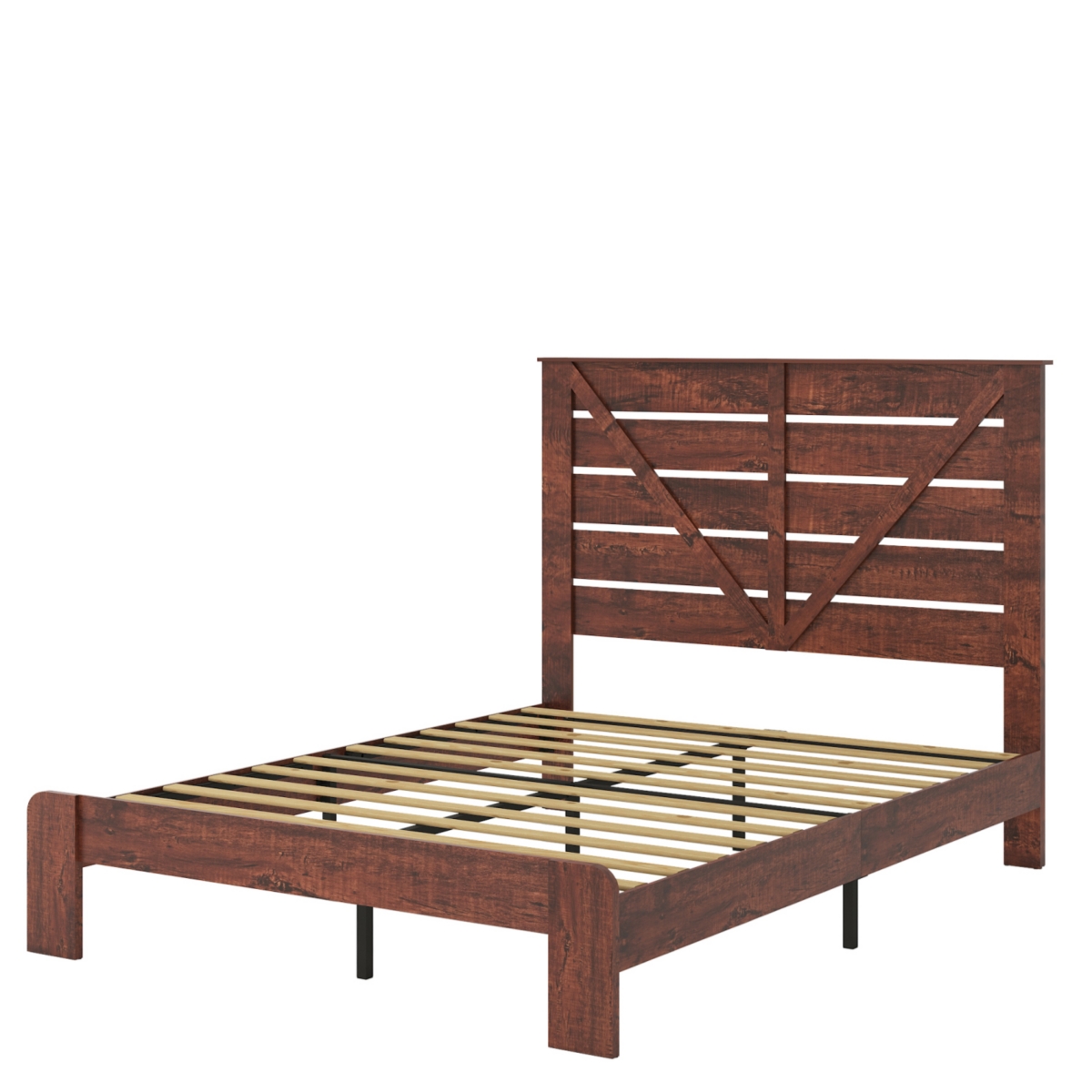 Streamdale Furniture Vintage Brown Bed Frame with Storage