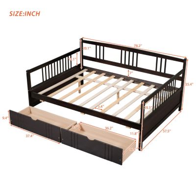 Streamdale Full Size Daybed Wood Bed With Two Drawers