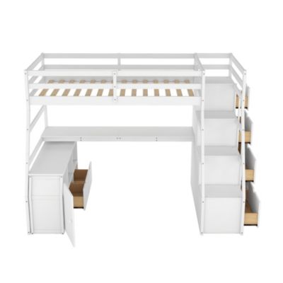 Streamdale Twin Size Loft Bed With With 7 Drawers 2 Shelves And Desk