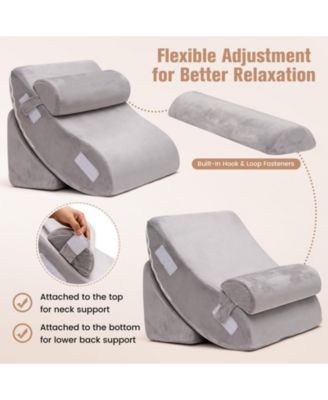 4 Pieces Bed Wedge Pillow for Back Neck and Leg Pain Relief-Gray