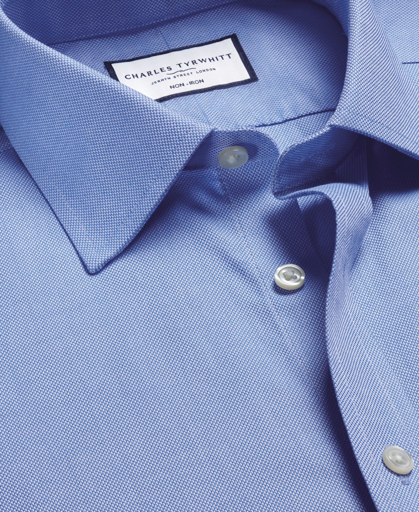 Мужская рубашка Charles Tyrwhitt Slim-Fit Non-Iron Royal Oxford Dress Shirt, цвет: Океанский синий — фото 5