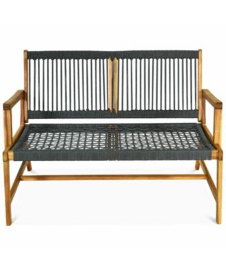2-Person Acacia Wood Yard Bench for Balcony and Patio