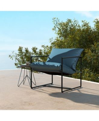 2 Pieces Sling Accent Chair Leisure Chair with Weatherproof Seat Fabric Indoor Outdoor