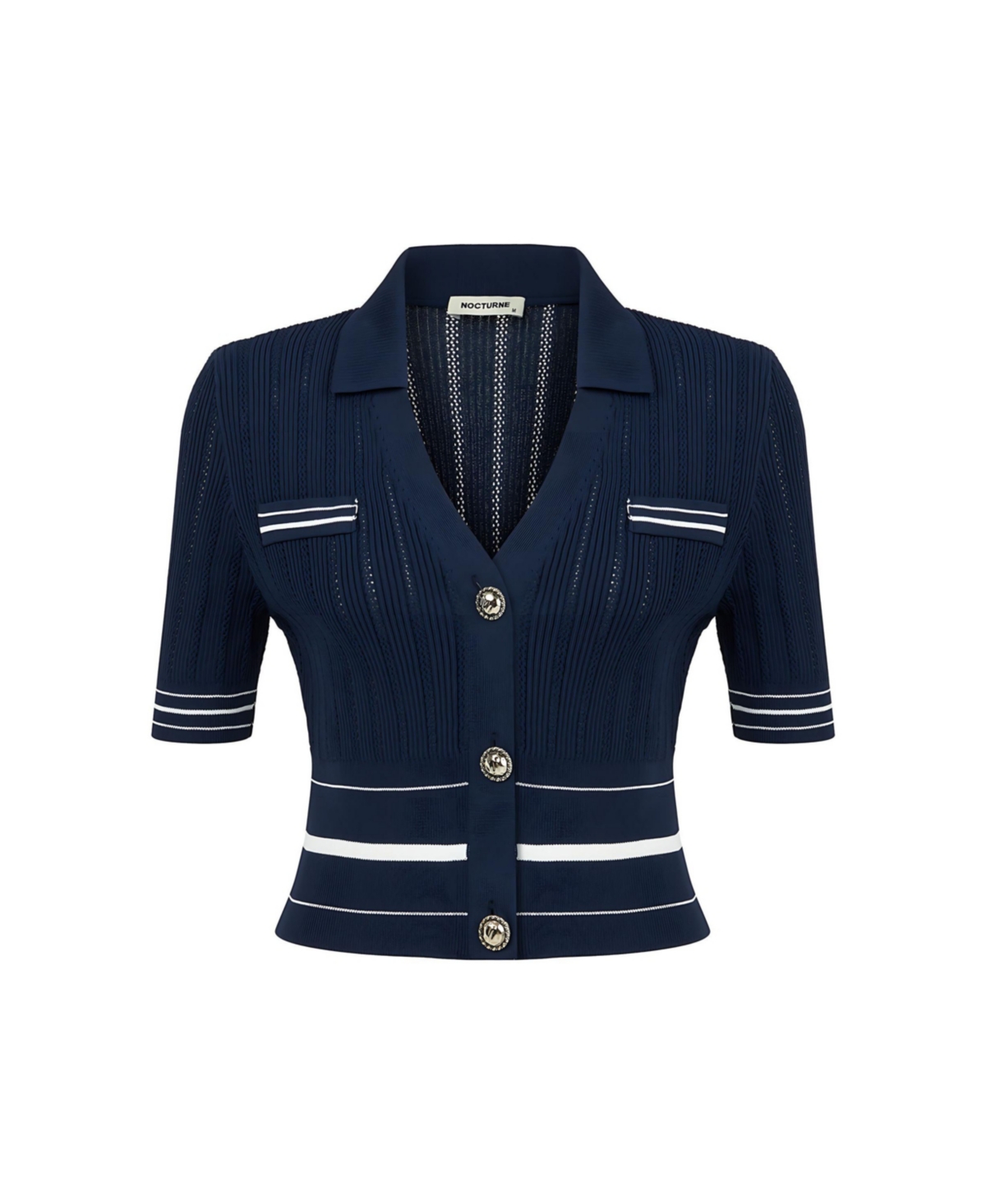 Nocturne Women's Short Sleeve Buttoned Knit Cardigan