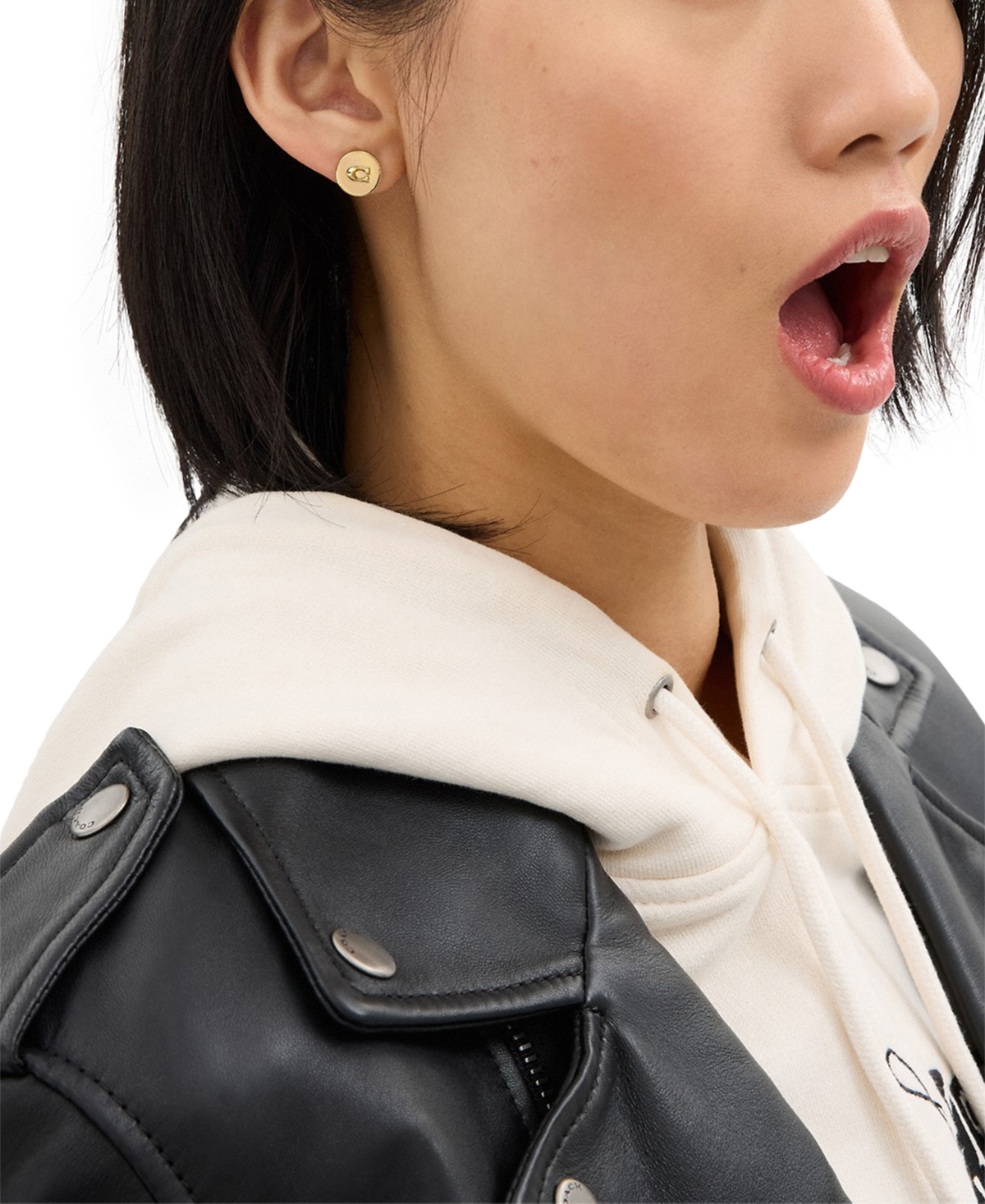 Coach Signature C Disc Stud Earrings