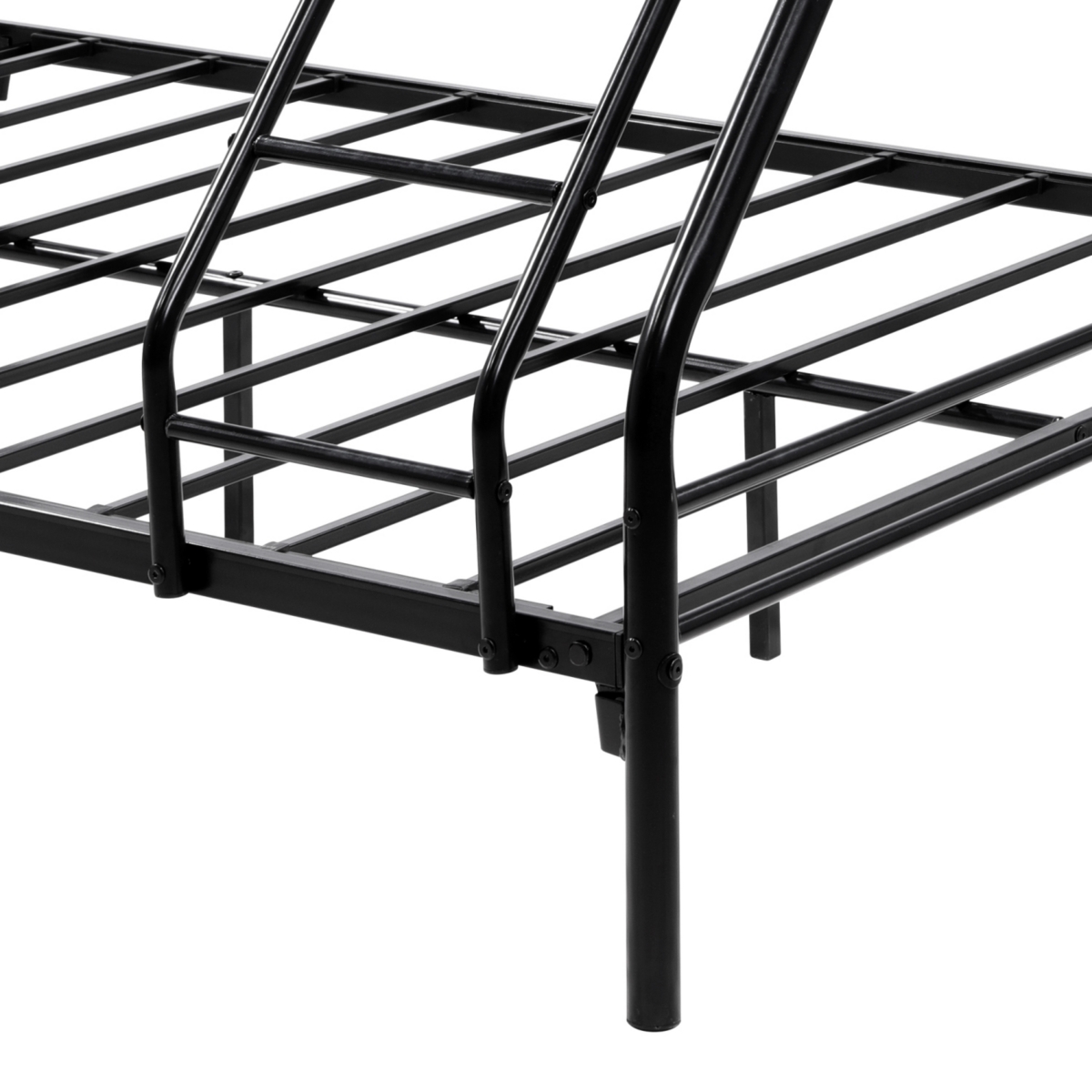 Streamdale Furniture Heavy Duty Twin-Over-Full Metal Bunk Bed, Easy Assembly With Enhanced Upper-Level Guardrail, Black