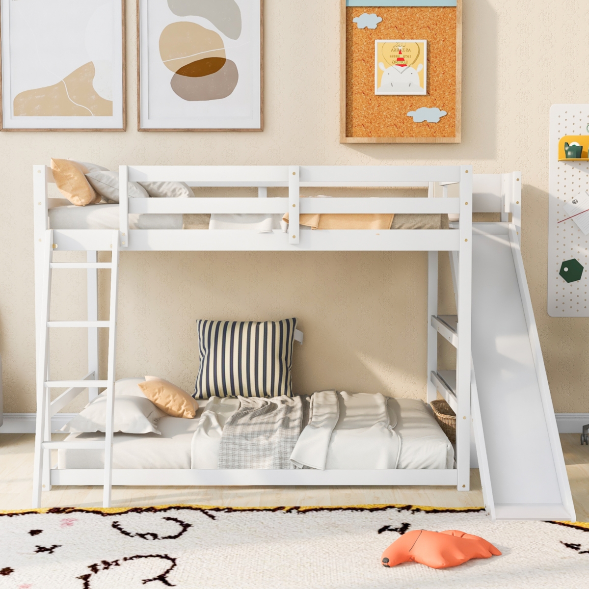 Streamdale Full Over Bunk Bed With Ladder, Slide And Shelves
