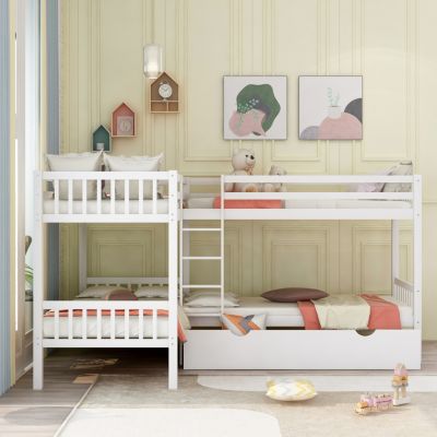 Streamdale Twin L-Shaped Bunk Bed With Drawers