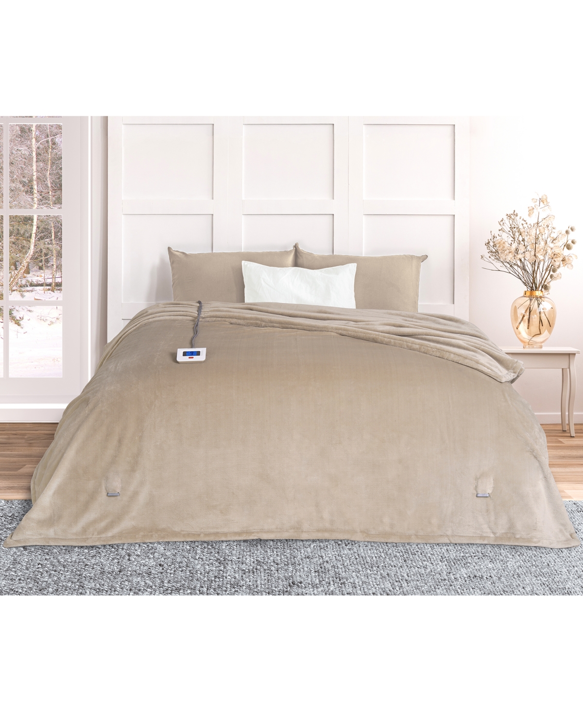 Thermasnug Luxe Plush Digital Electric Blanket, Twin In Tan
