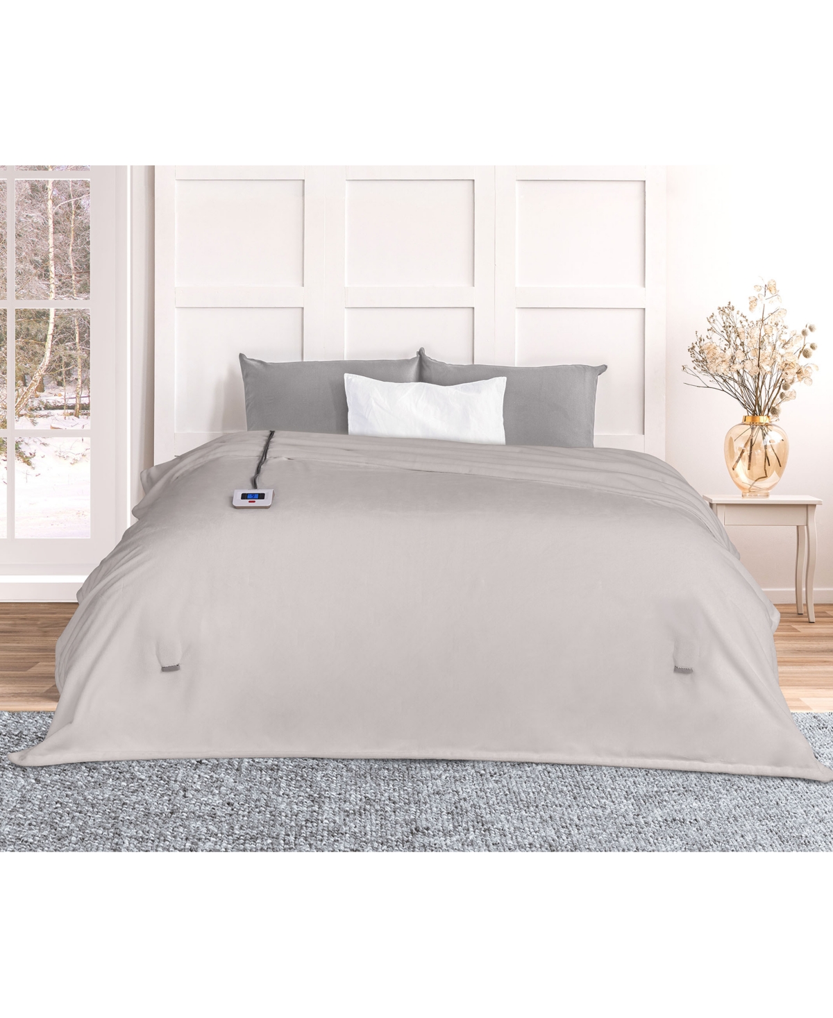 Thermasnug Luxe Plush Digital Electric Blanket, Twin In Grey