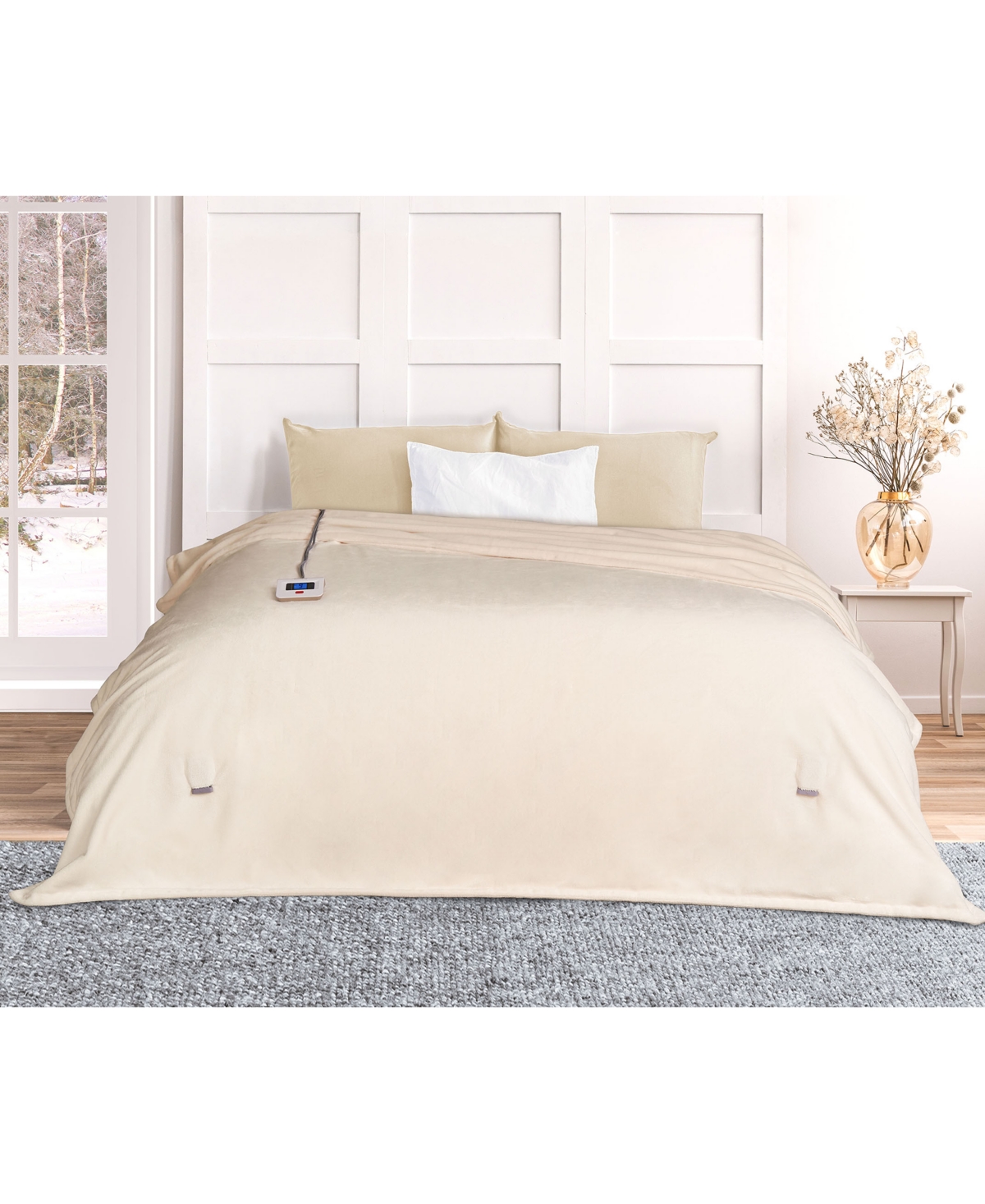 Thermasnug Luxe Plush Digital Electric Blanket, Twin In Cream