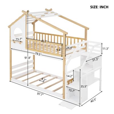 Twin-Over-Twin Stairway Bunk Bed with Storage