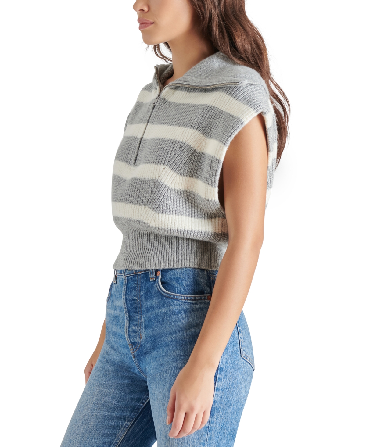 Steve Madden Women's Easton Stripe Cap-Sleeve Sweater