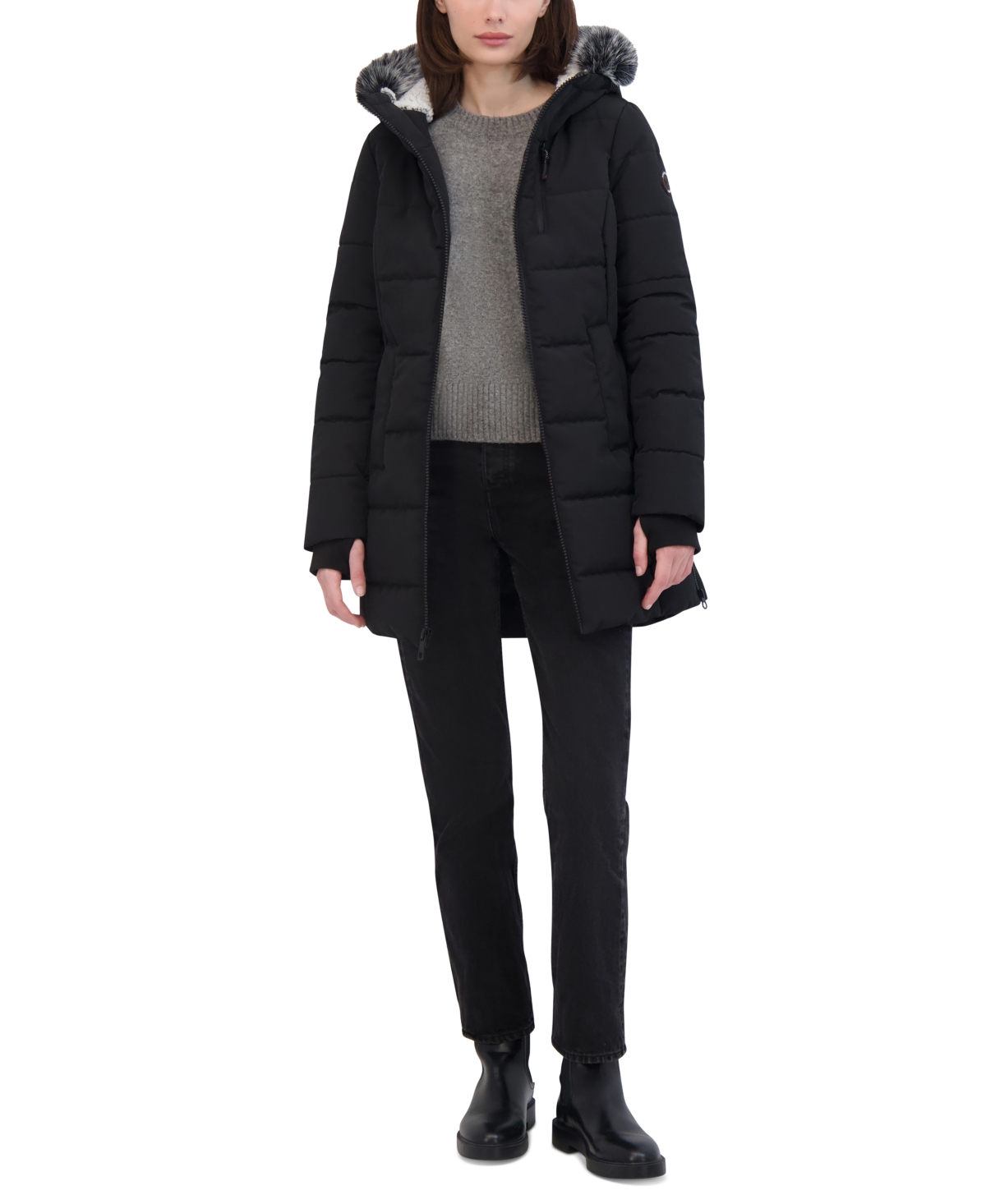 Nautica Women's Faux-Fur-Trim Hooded Puffer Coat