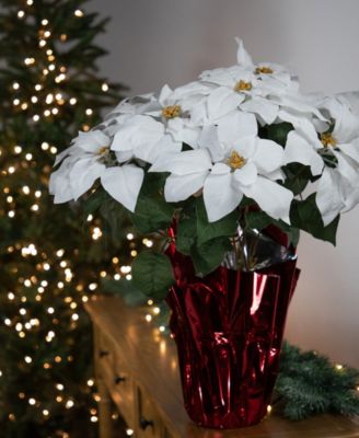 White Artificial Christmas Poinsettia 20"