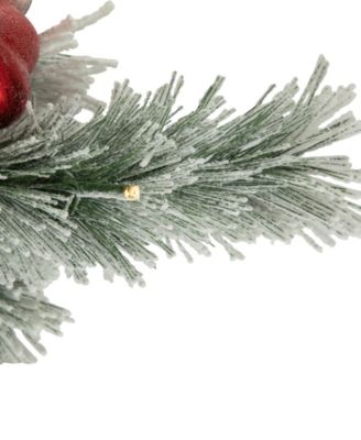 Pre-Lit Potted Snowy Bristle Pine Artificial Christmas Tree 3'