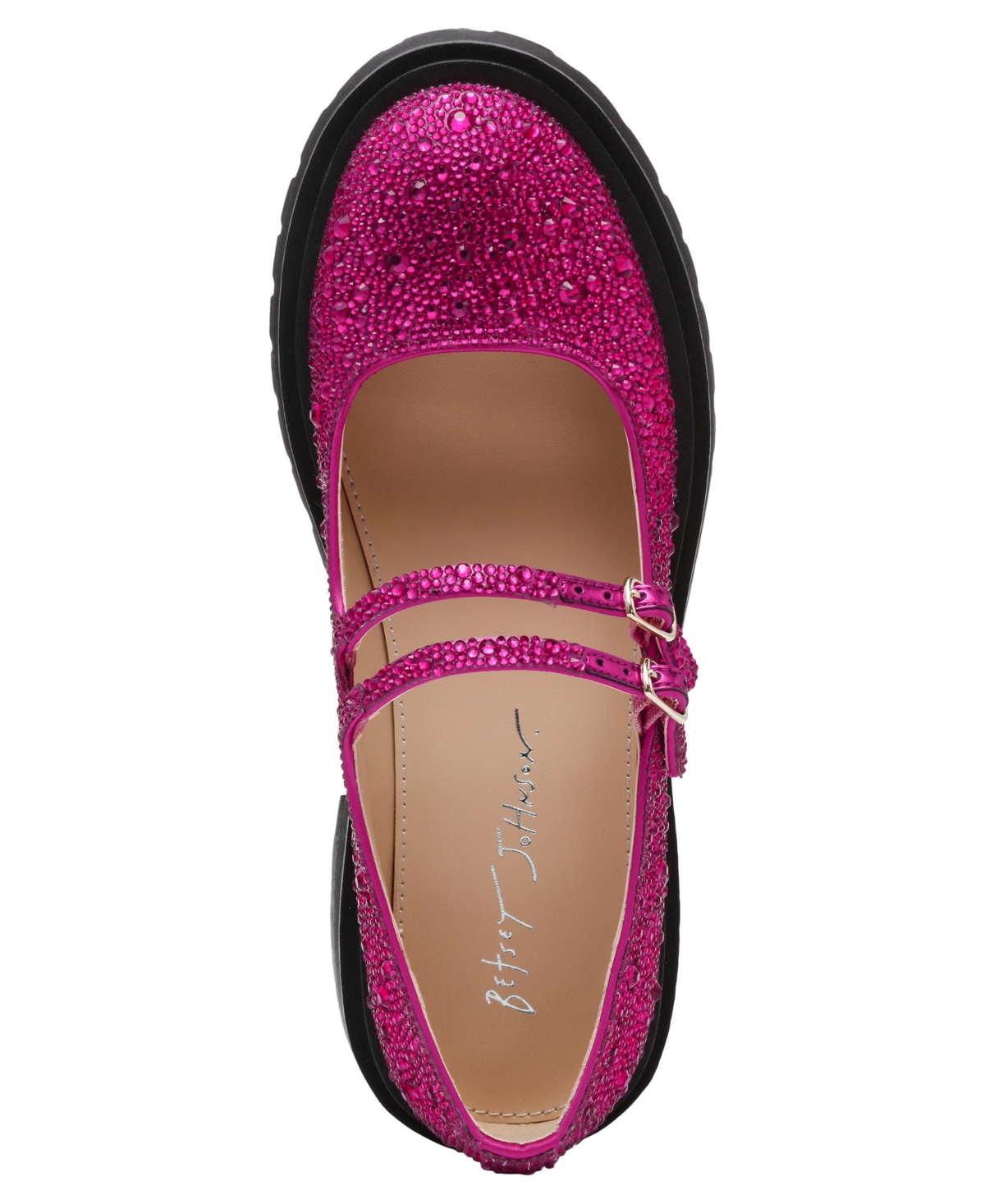Betsey Johnson Women's Rico Rhinestone Lug Sole Mary Jane Loafers