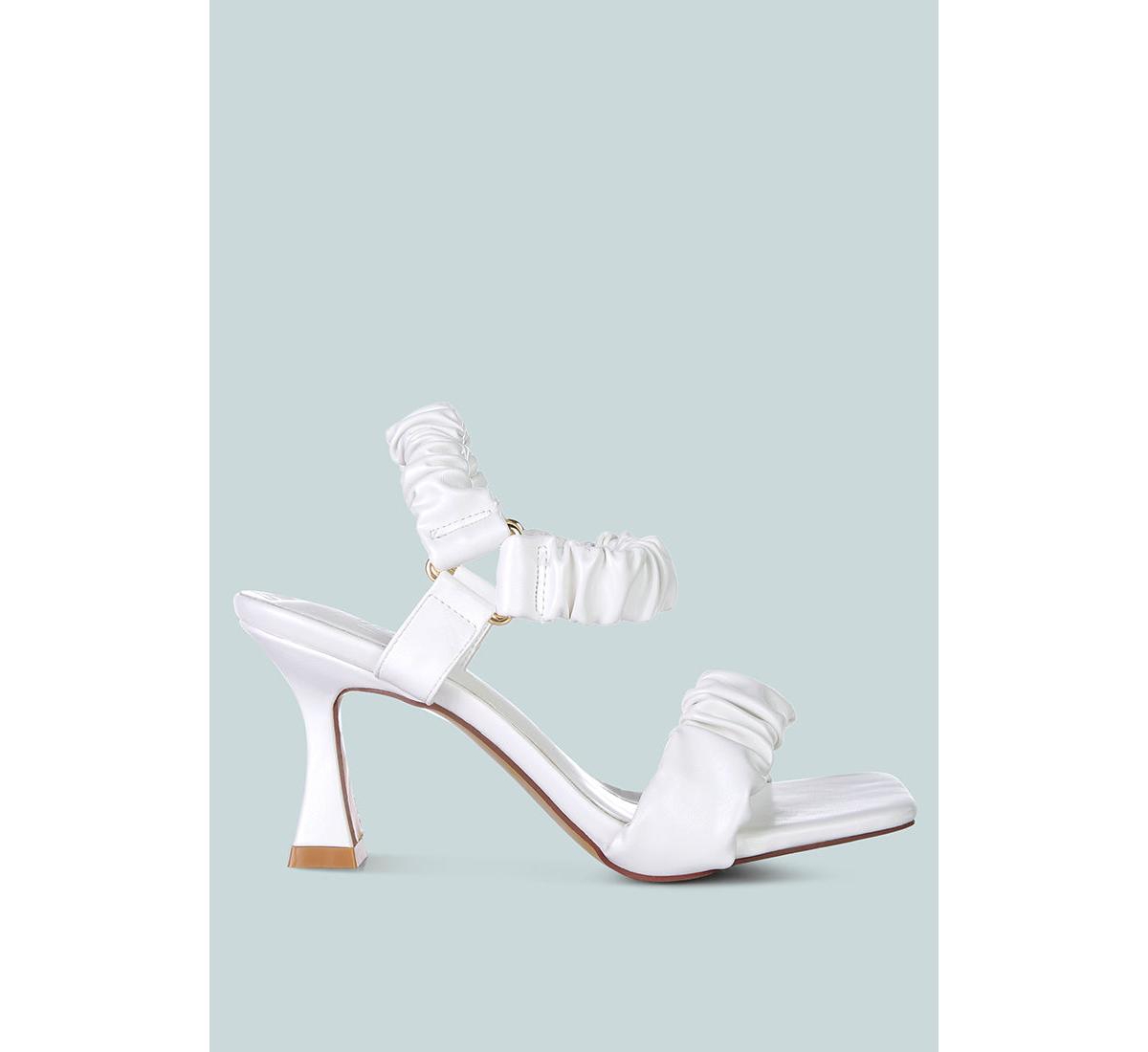 Merker ruched spool heel casual sandals - White