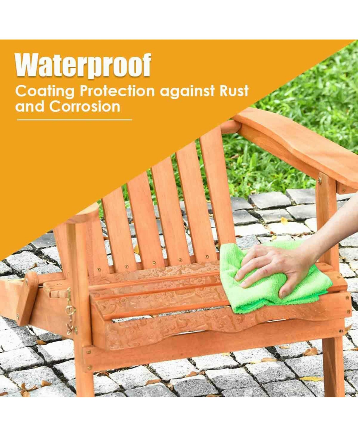 Gymax Pcs Eucalyptus Adirondack Chair Foldable Outdoor Wood Lounger Chair- Natural