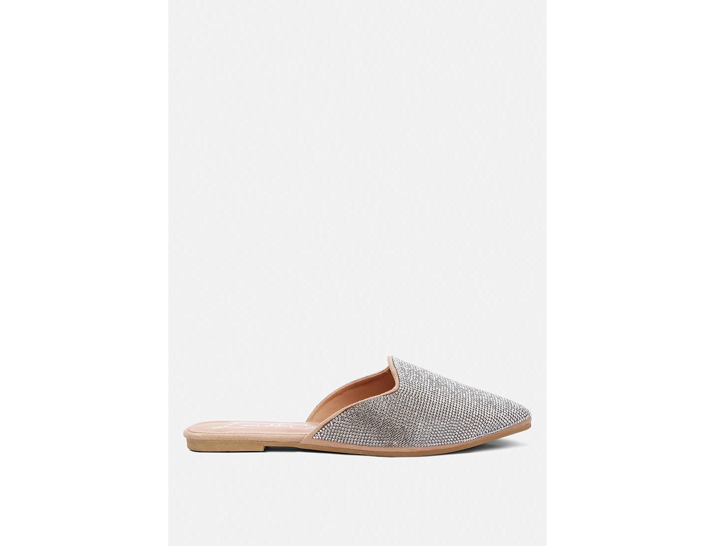 Женские сабо London Rag Rayen rhinestones embellished mules, цвет: Бежевый — фото 1