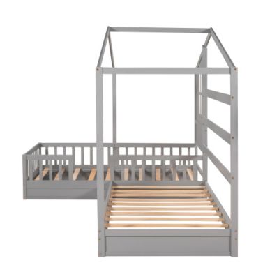 Streamdale Twin Bed with L-Structure Fence, Espresso