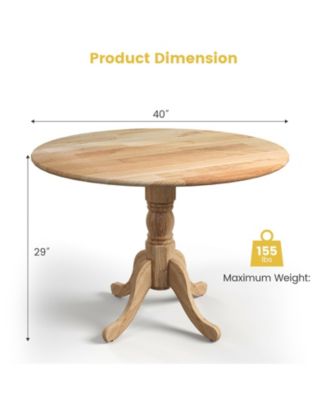 Round Wooden Dining Table with Curved Trestle Legs for Kitchen or Dining Room