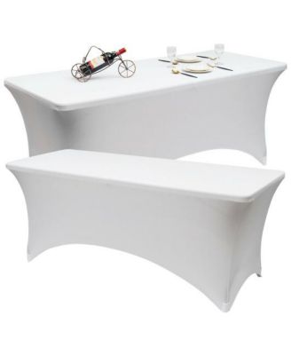 2 Pcs 4 Ft Rectangular Spandex Tablecloth Fitted Wedding