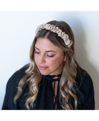 Scrunch Headband - Faux Leather Beige