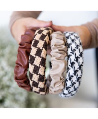 Scrunch Headband - Faux Leather Beige